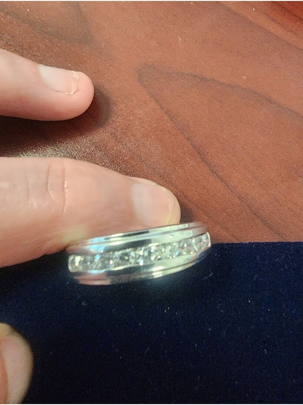 925 Silver Crystal Inlay Band Ring Sz 9